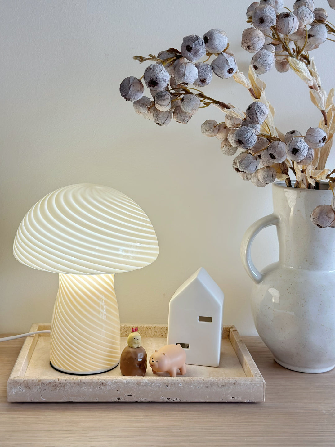 Serene Glow Yellow Mushroom Table Lamp