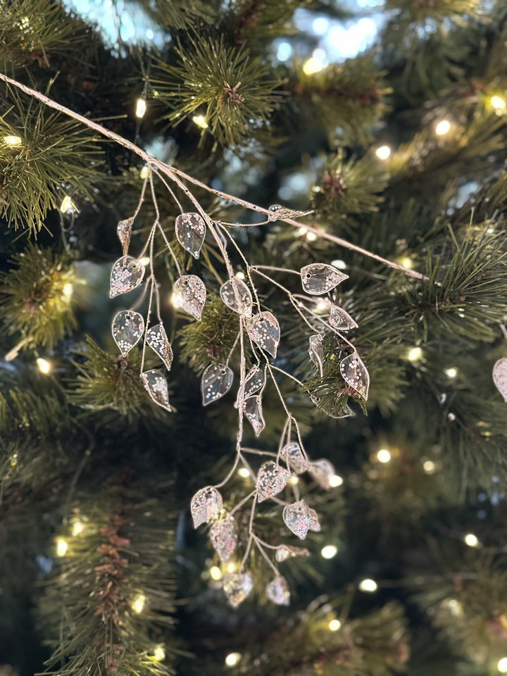 Champagne Gold Metal Wire Glittered Leaves Garland