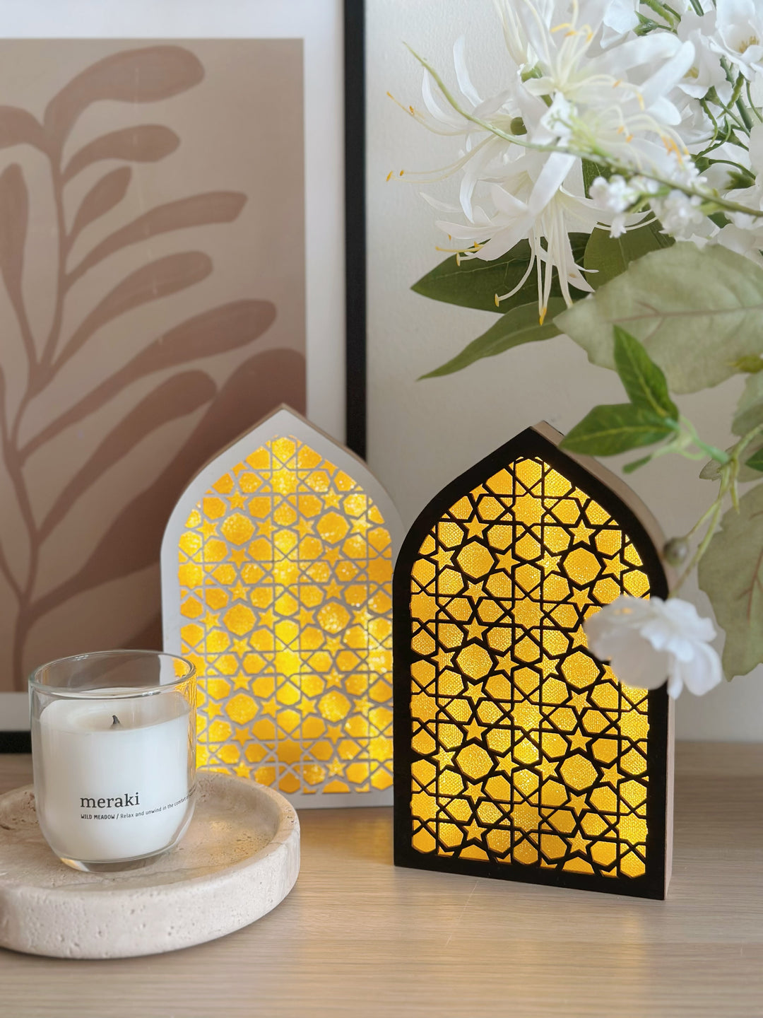 Noor Wooden Lattice Lights (2 colours)