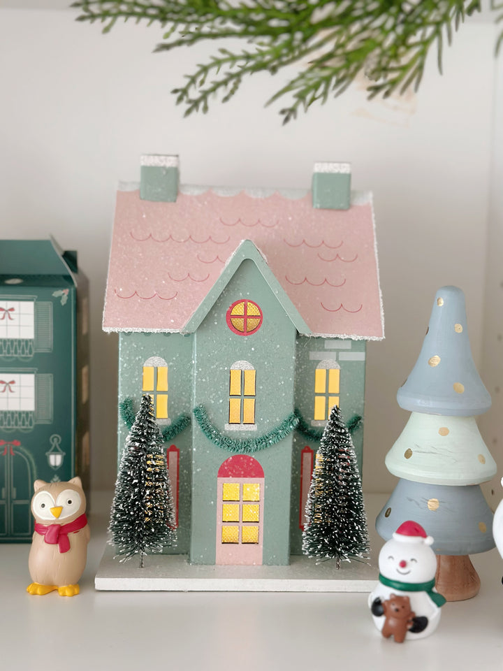 Village Christmas Paper House Decoration