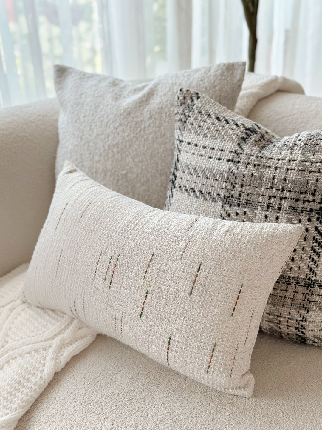 Serene Stripes Woven Waist Cushion Cover