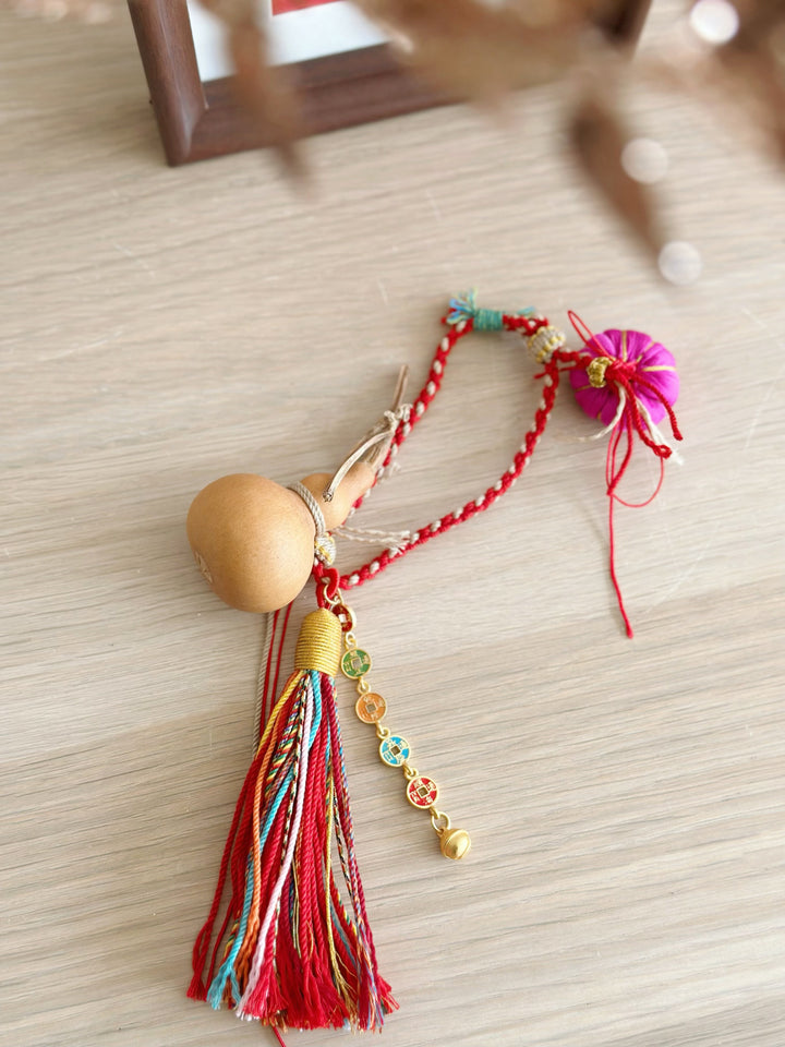 Prosperity Gourd with Festive Pumpkin Charm