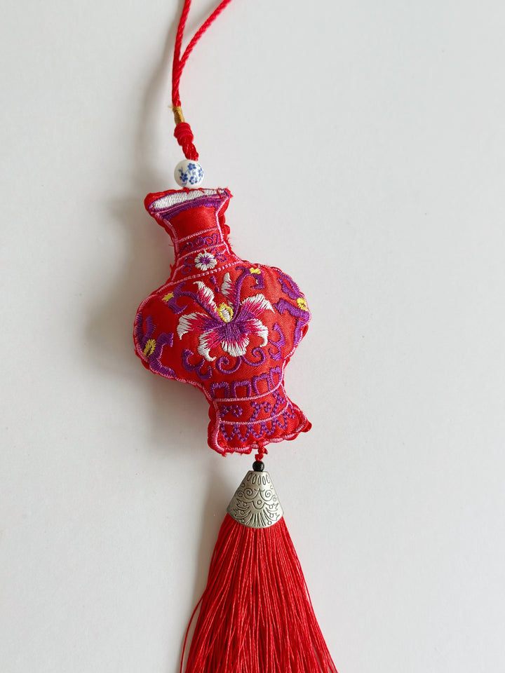 Red Vintage Vase Tassel Charm