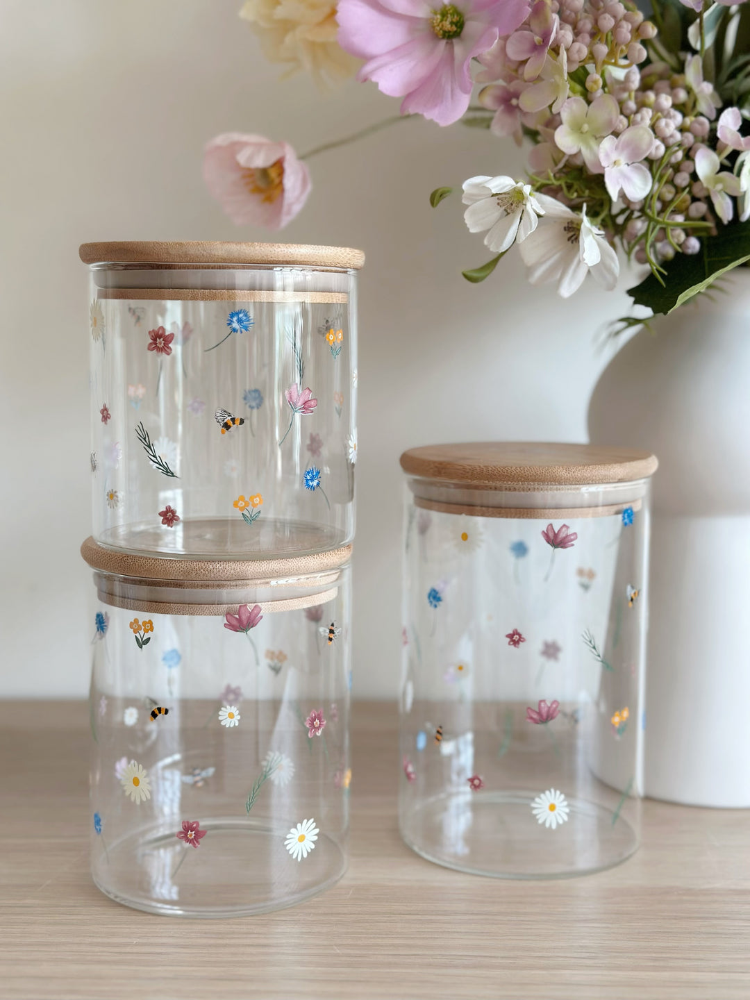 Meadow Bliss Glass Jar Set (set of 3)