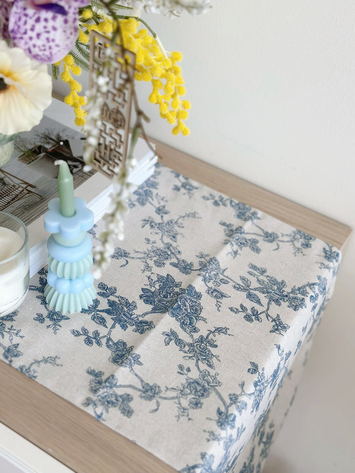 Blue Bloom Elegance Table Runner