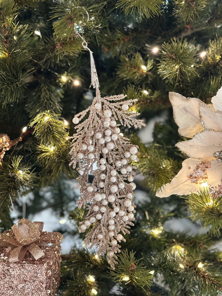 Glittered Champagne Fern Ornament