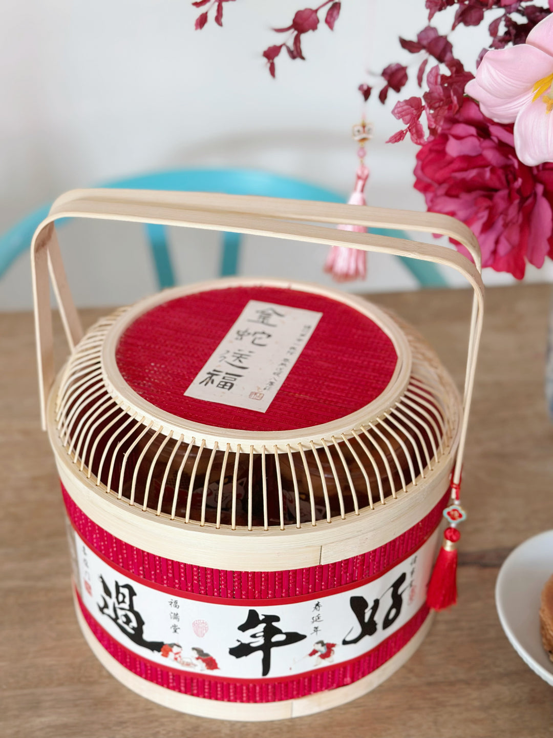 Auspicious Snake Wishes Bamboo Basket: Lunar New Year Gifting and Decor Edition