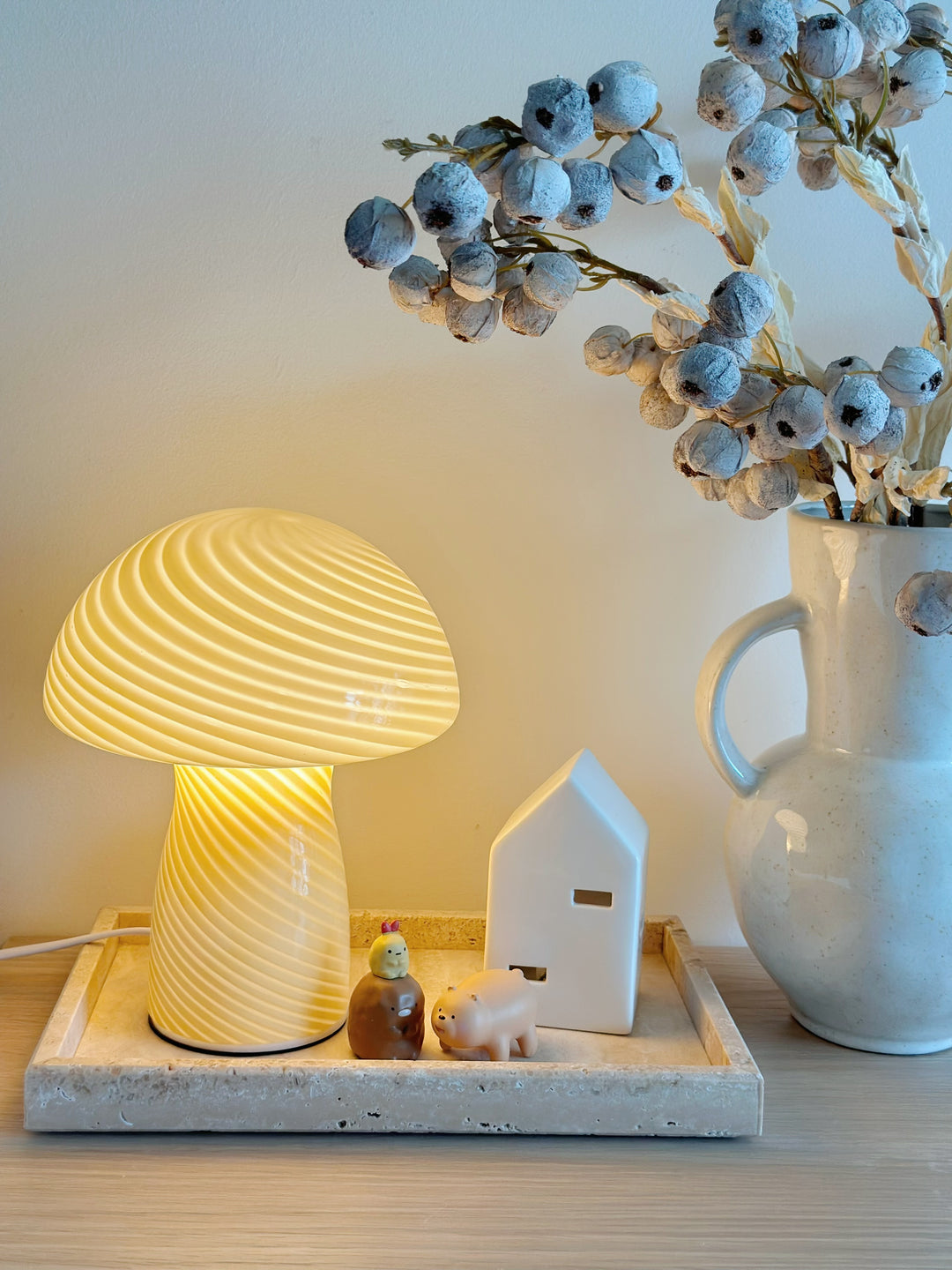 Serene Glow Yellow Mushroom Table Lamp