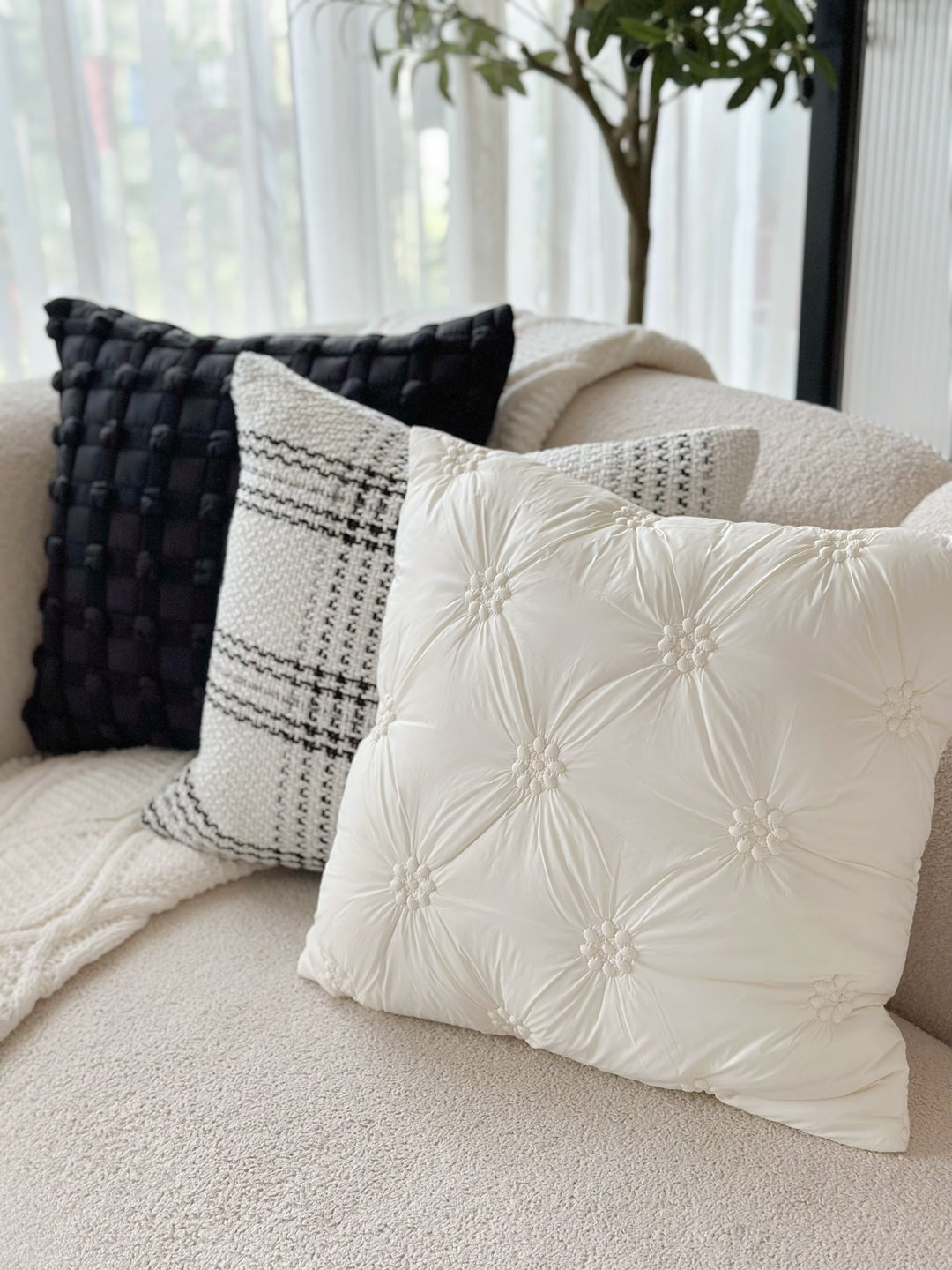 Blossom Puff Cream Cushion Cover