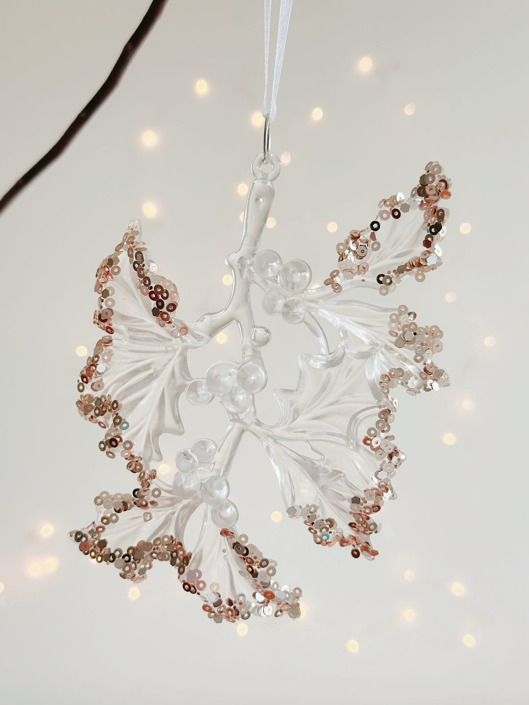 Glittering Holly Leaf Ornament