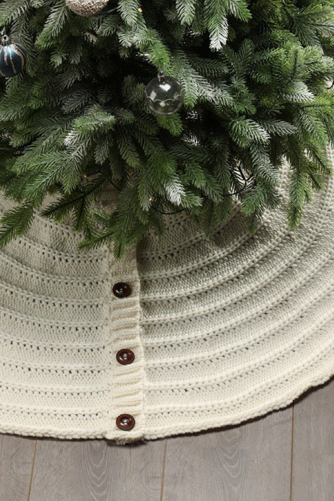 Cream White Knitted Waves Tree Skirt