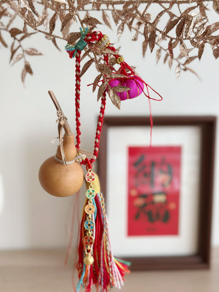 Prosperity Gourd with Festive Pumpkin Charm