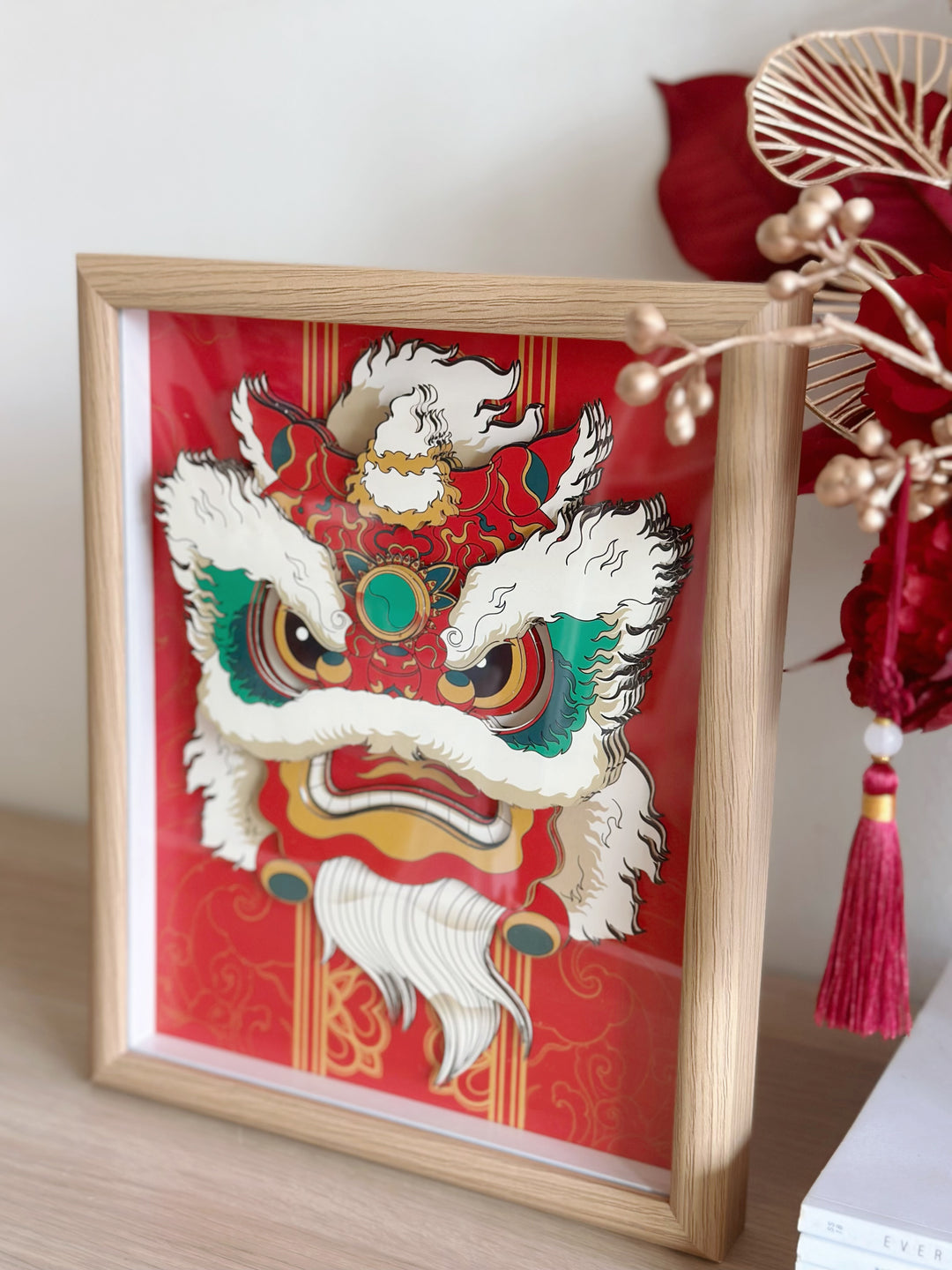 Guardian of Prosperity 3D Art with Frame - red