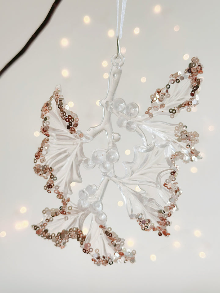 Glittering Holly Leaf Ornament