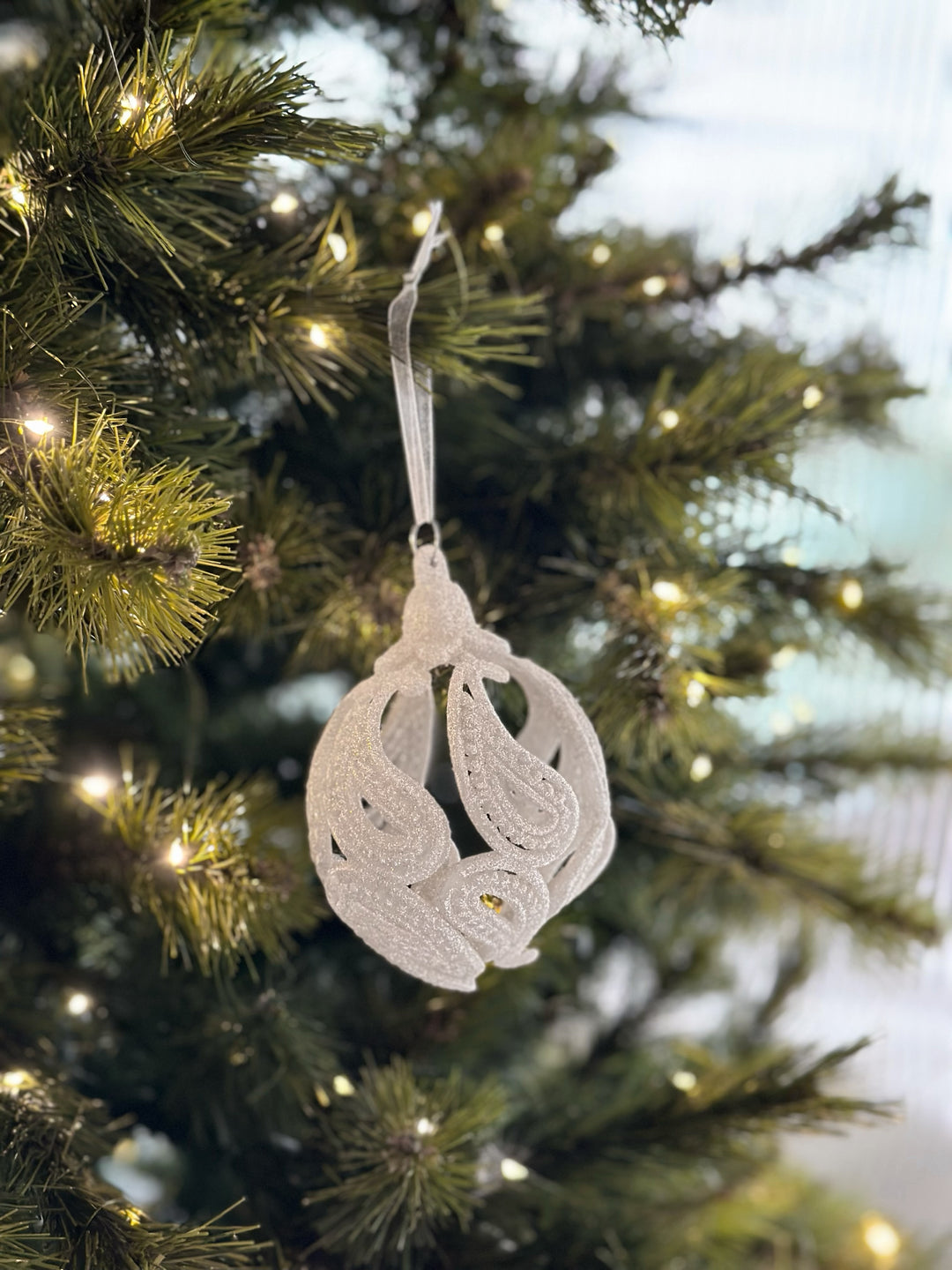 Glittering Swirl Ball Ornament