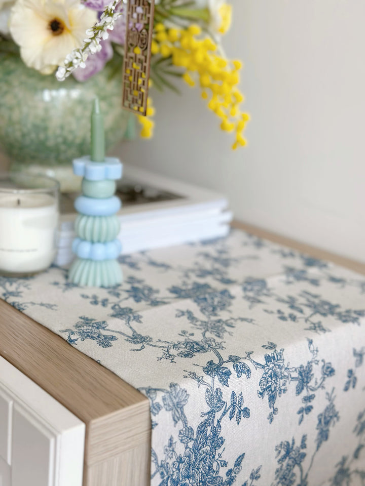 Blue Bloom Elegance Table Runner