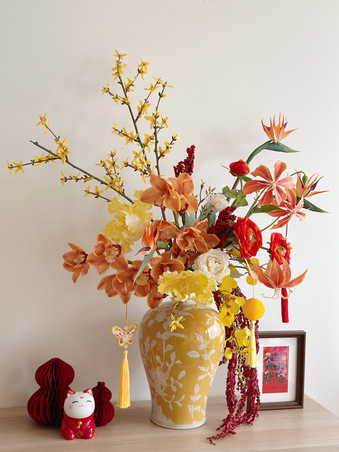 Golden Prosperity Bloom in the Vase (1-sided)