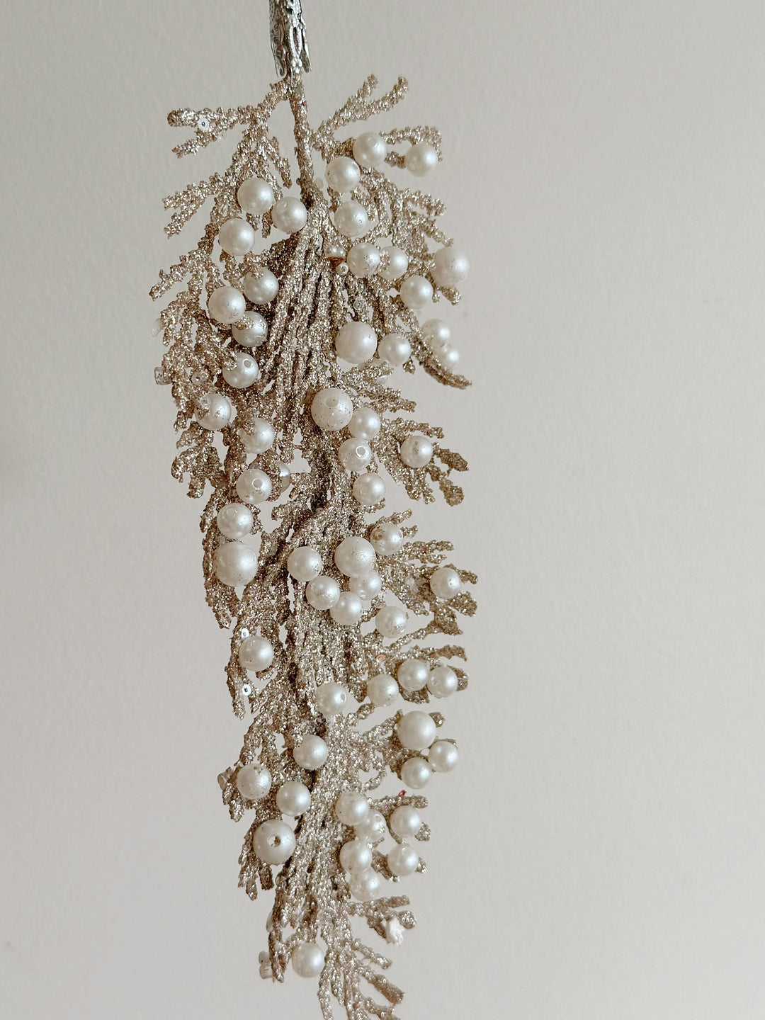 Glittered Champagne Fern Ornament