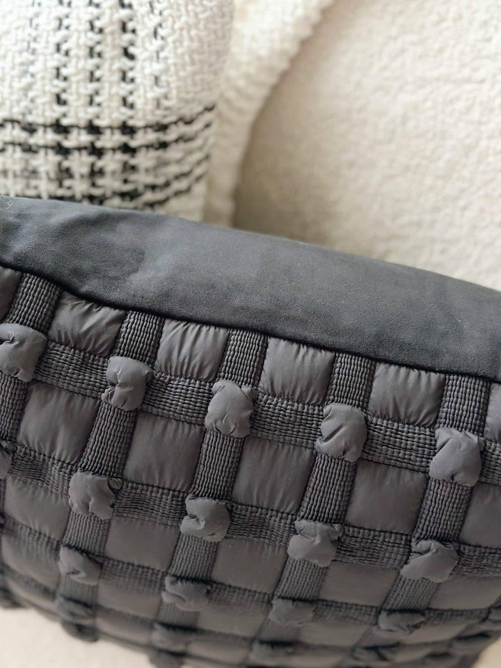 Bubble Grid Black Cushion Cover