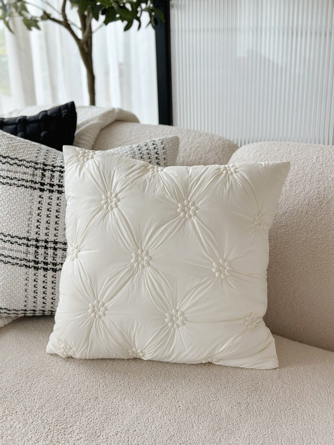 Blossom Puff Cream Cushion Cover