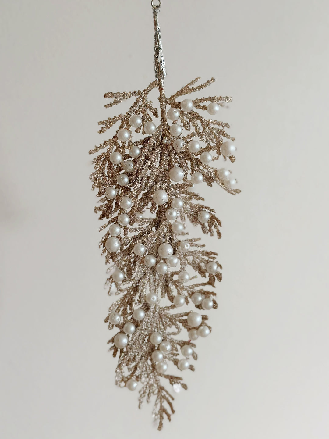 Glittered Champagne Fern Ornament