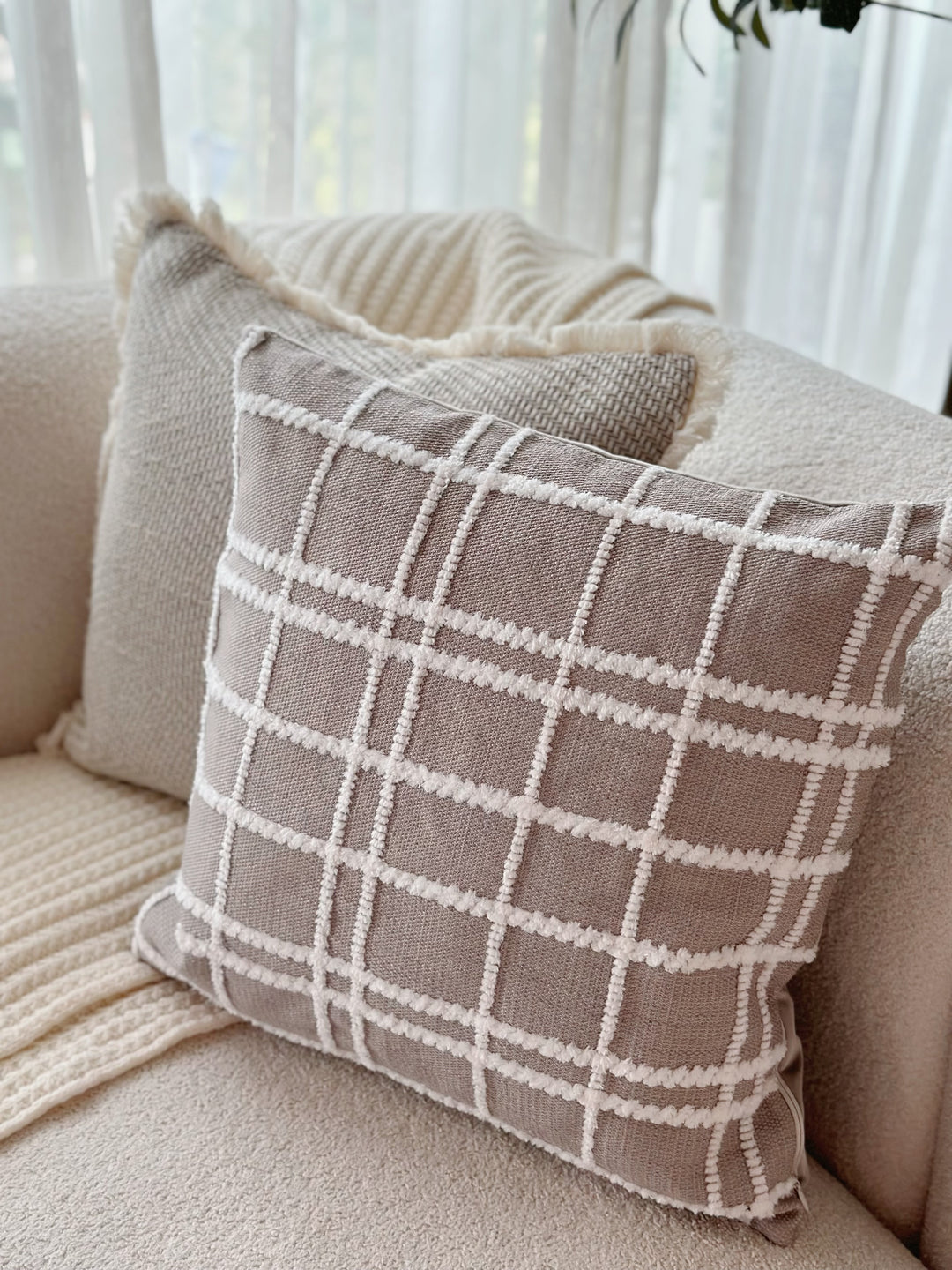 Textured Grid Cushion Cover