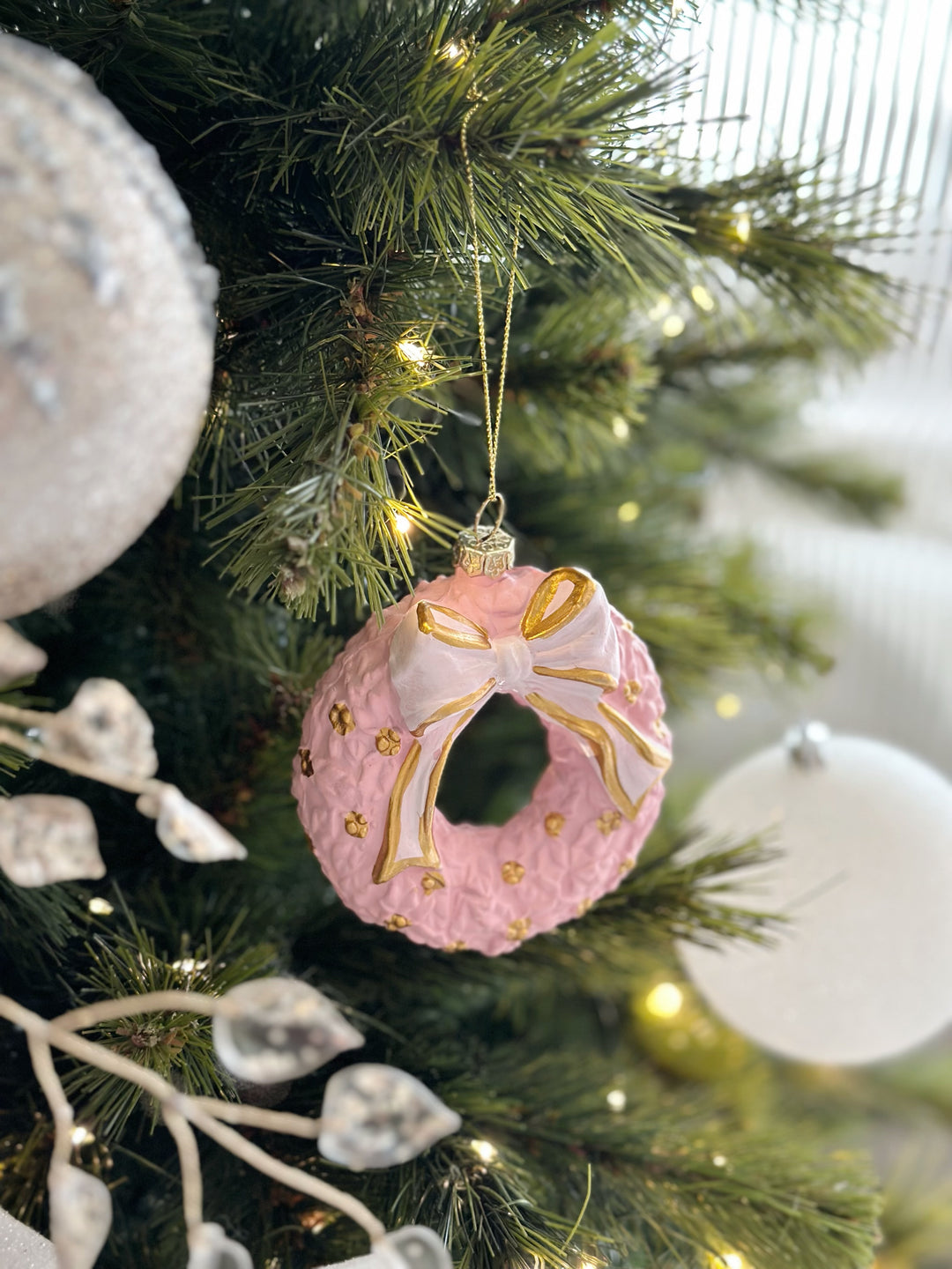 Pink Frost Wreath Ornament