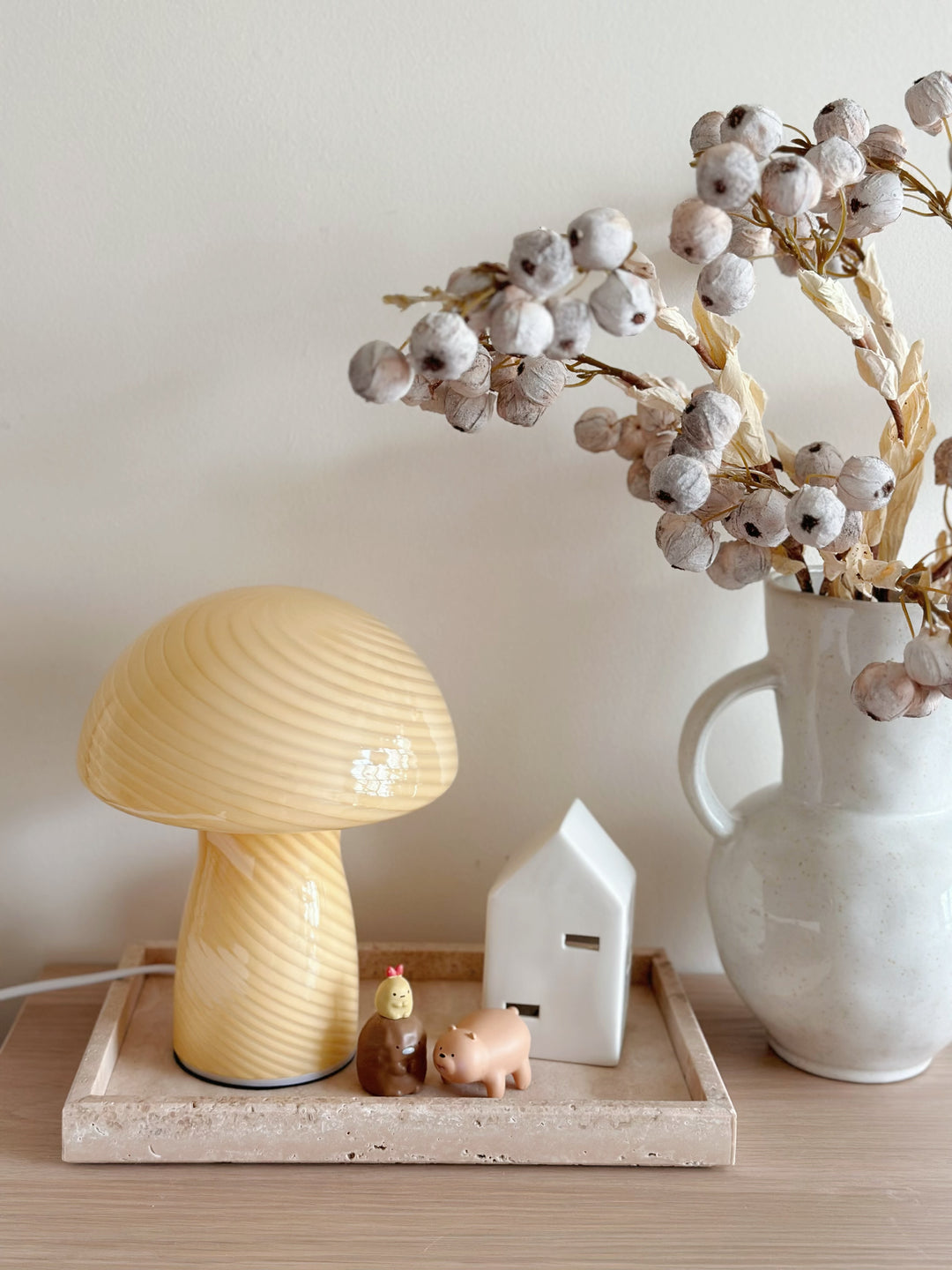 Serene Glow Yellow Mushroom Table Lamp