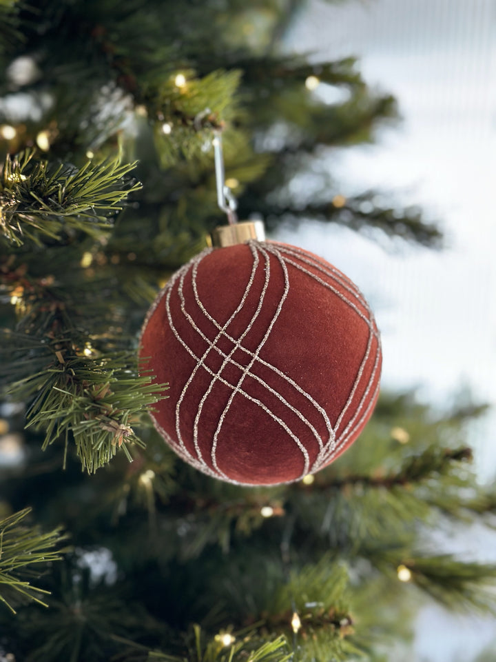 Rustic Ember Velvet 10cm Bauble Set (set of 4)