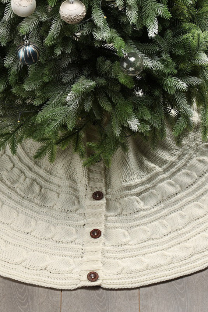 Cream White Knitted Braides Tree Skirt