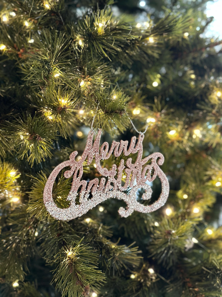 Glittering Merry Christmas Sign Ornament