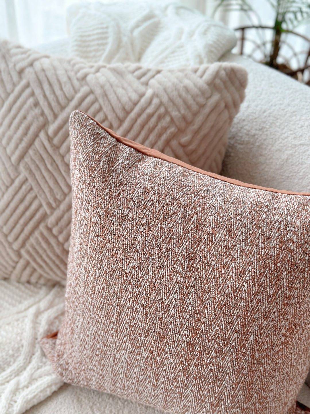 Rustic Cheveron Textured Cushion Cover