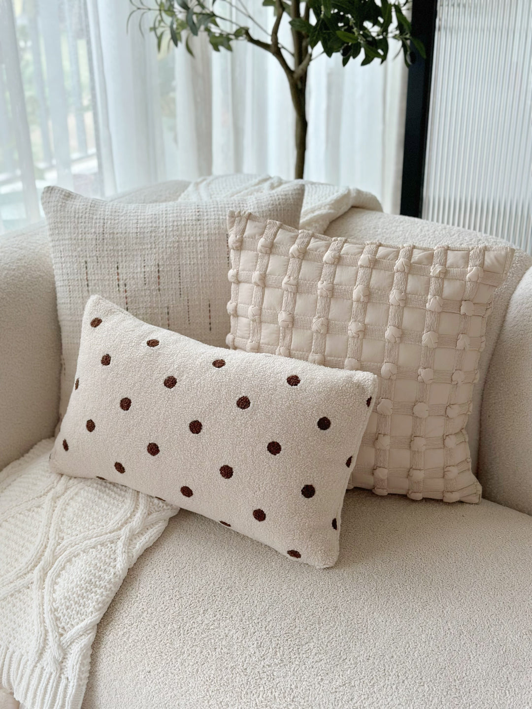 Cozy Latte Polka Dots Waist Cushion Cover