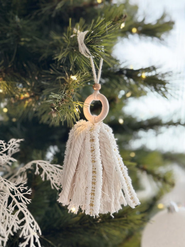 Golden Threaded Tassel Ornament (set of 2)