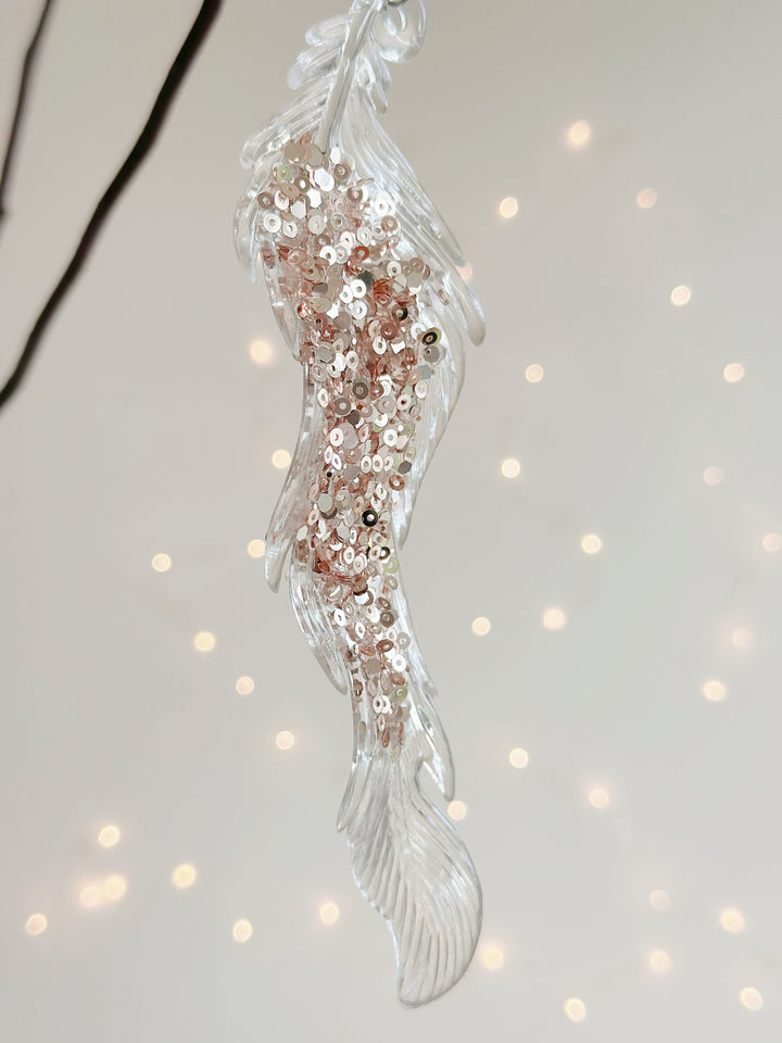 Glittering Feather Elegance Ornament