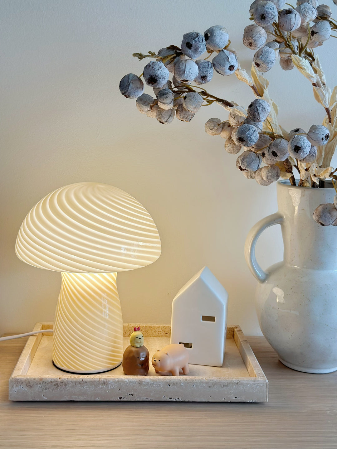 Serene Glow Yellow Mushroom Table Lamp