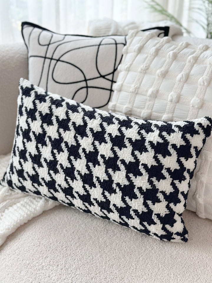 Monochrome Houndstooth Chic Waist Cushion Cover