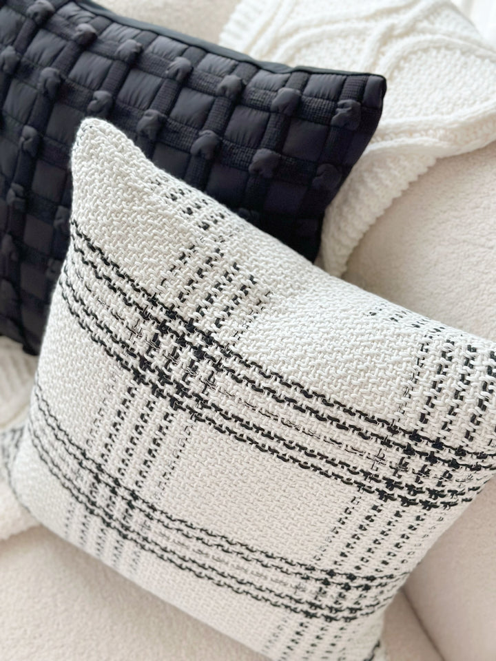 Modern Monochrome Plaid Cushion Cover