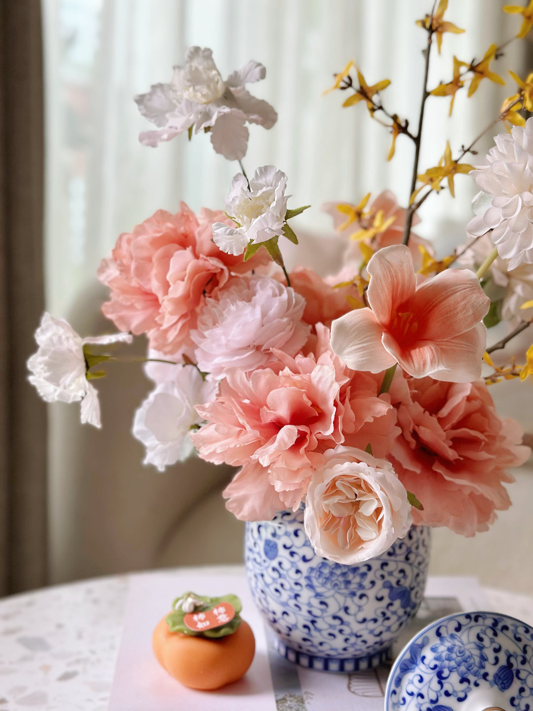 Sunlit Elegance in Blue Porcelain Jar (2-sided)