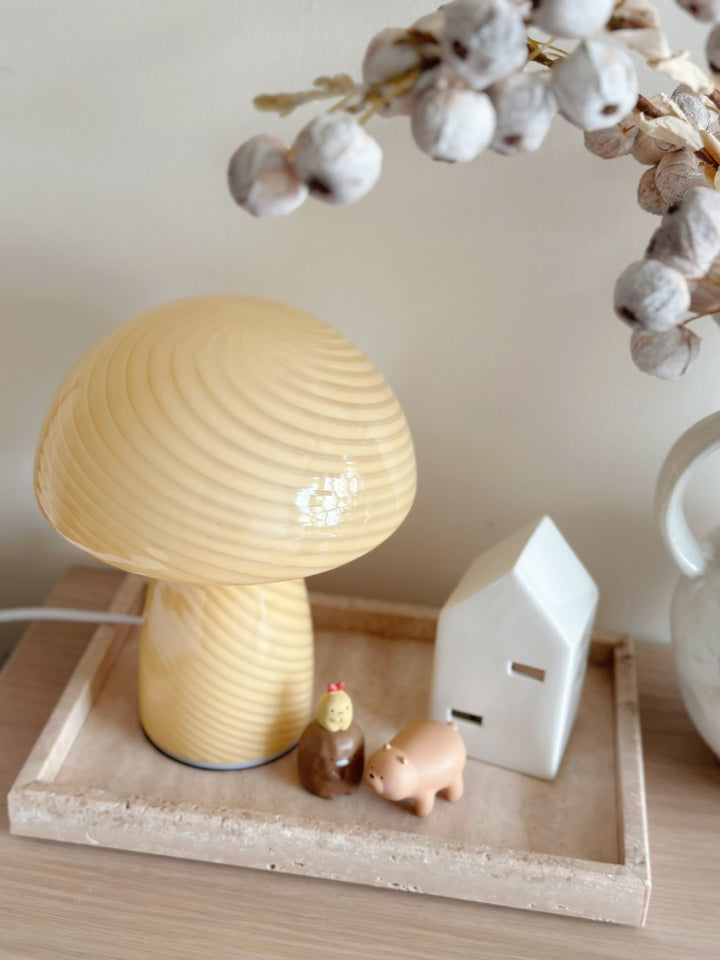 Serene Glow Yellow Mushroom Table Lamp