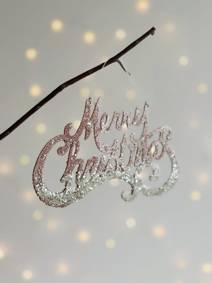 Glittering Merry Christmas Sign Ornament