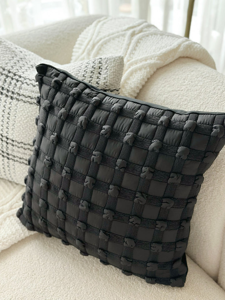 Bubble Grid Black Cushion Cover