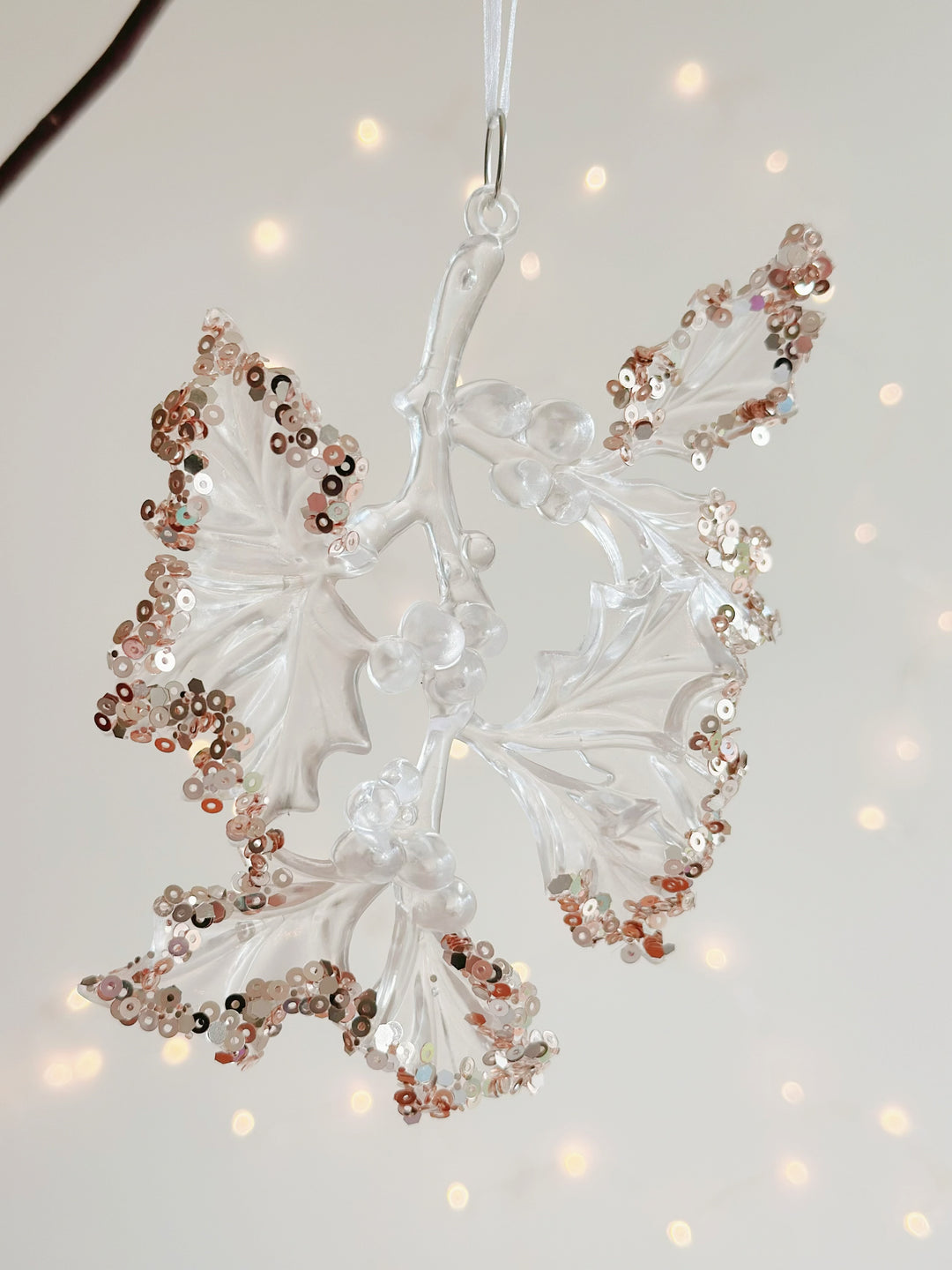 Glittering Holly Leaf Ornament