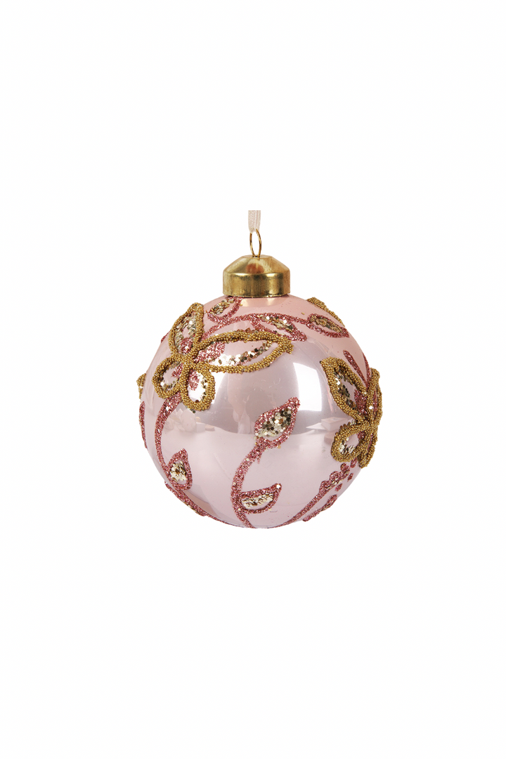 Butterfly Bliss Dusty Pink 8cm Glass Bauble (2 options)