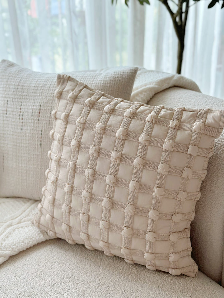 Bubble Grid Cream Latte Cushion Cover