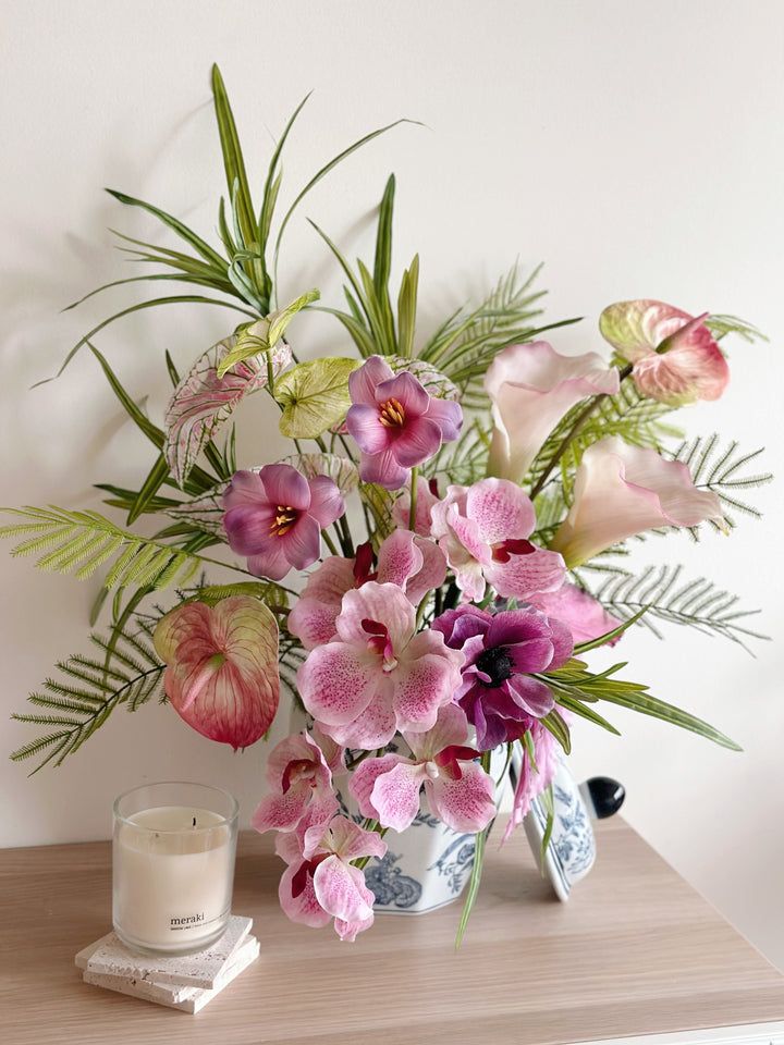 PRE-ORDER (2-7 Jan): Blossoming Orchids Ensemble in Temple Jar (1-sided)