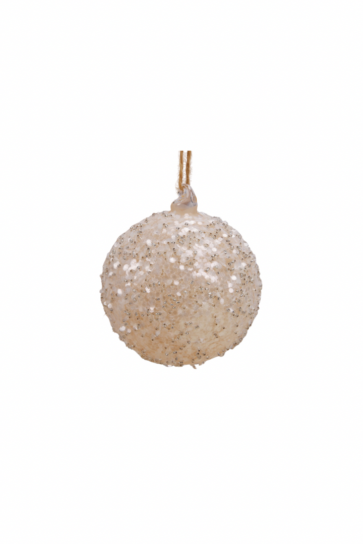 Champagne Sparkle 8cm Glass Bauble (2 options)