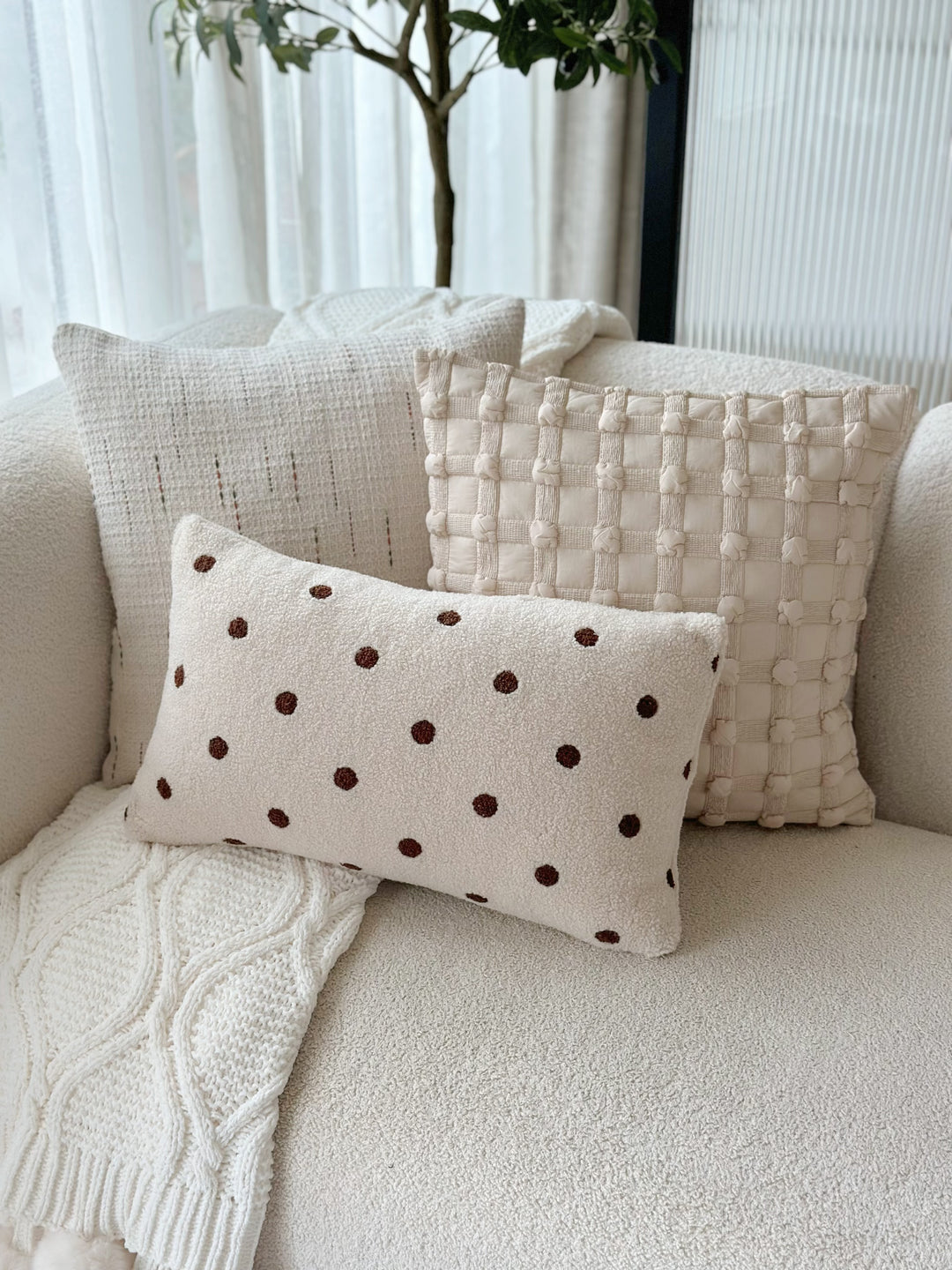 Cozy Latte Polka Dots Waist Cushion Cover