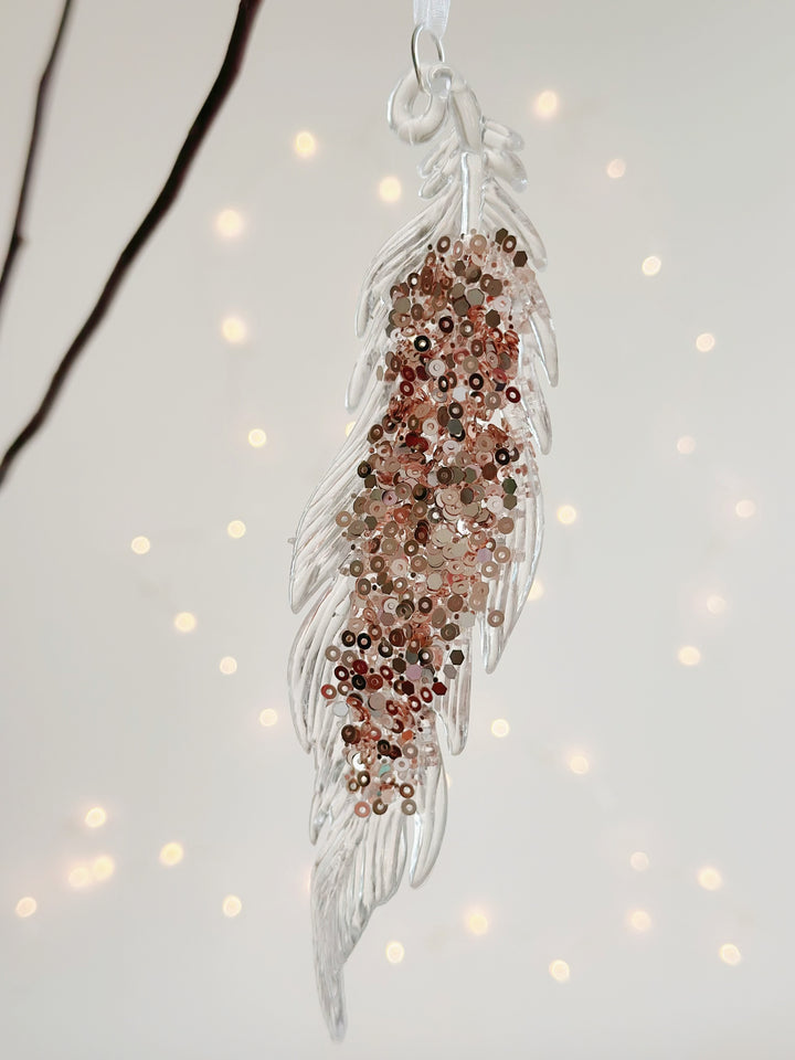 Glittering Feather Elegance Ornament