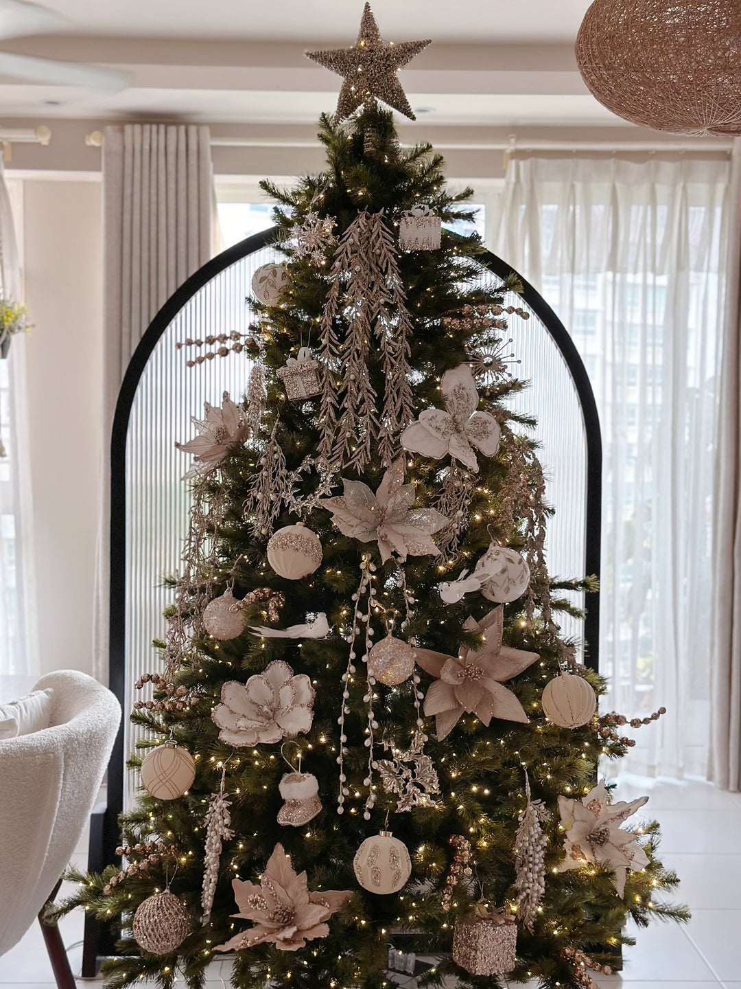 Glittered Champagne Fern Ornament